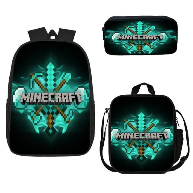MINECRAFT school bag backpack three-piece set lunch bag stationery bag