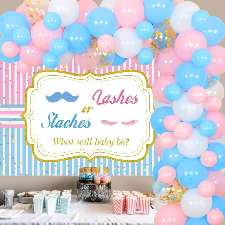 Staches or Lashes Gender Reveal Party Decorations, Pink Blue