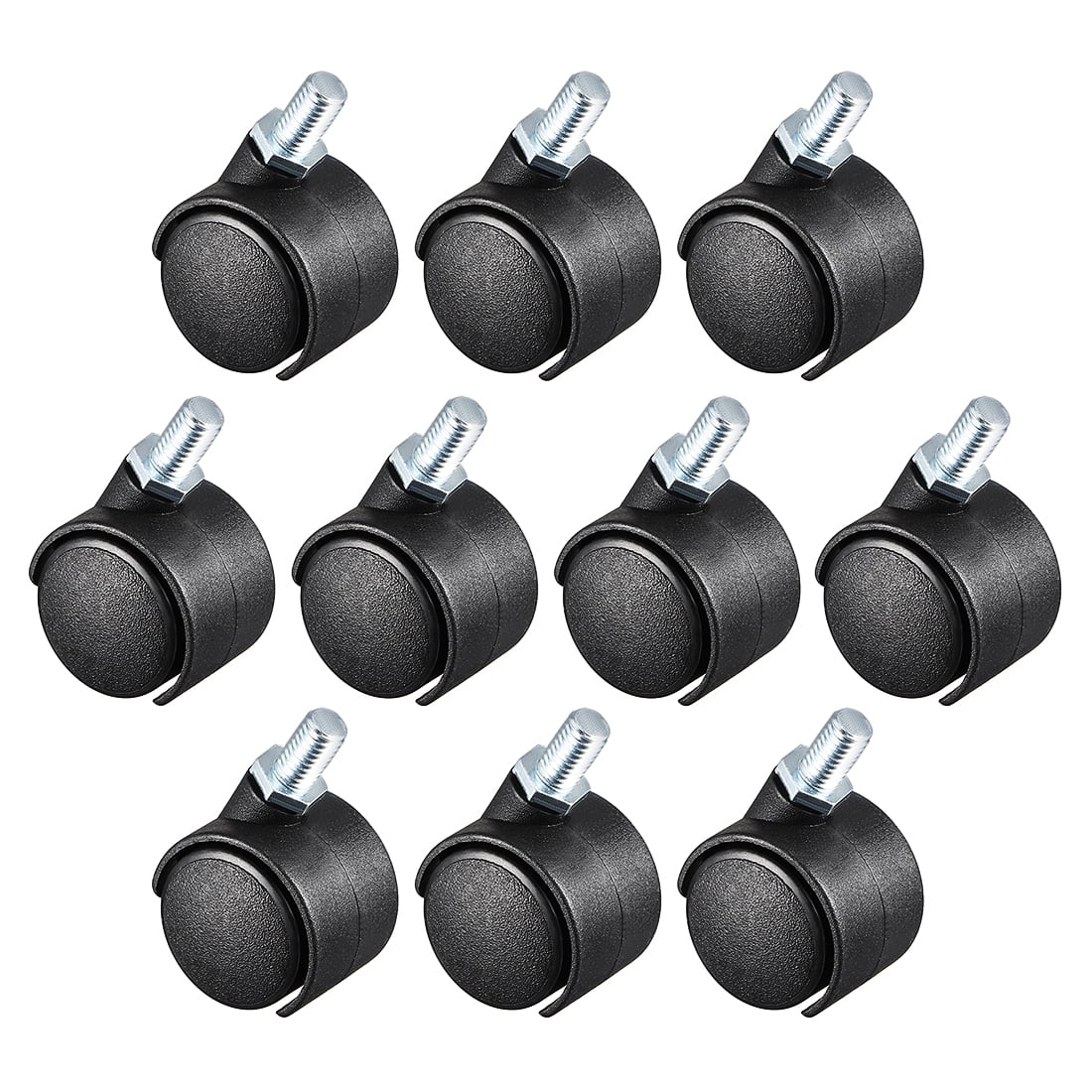 10 Pcs 1 Inch Swivel Caster Wheels Nylon 360 Degree Threaded Stem 22lb Capacity
