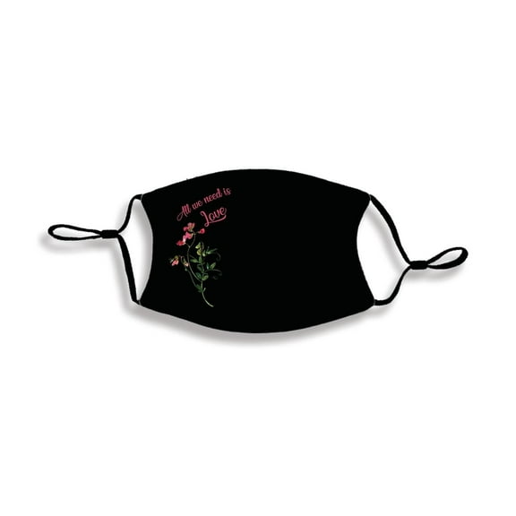 All We Need Is Love Black And White One Size Fabric Fashion Face Covering Mask