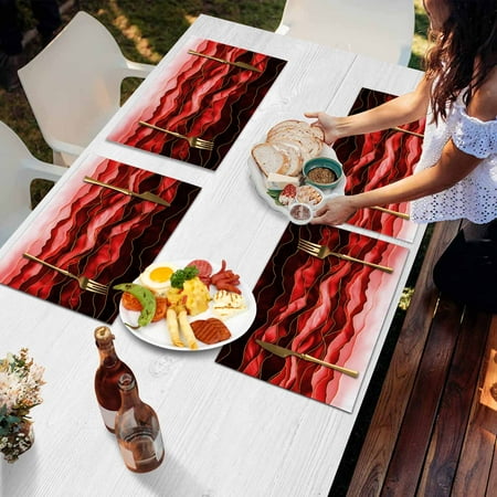 

Placemats Set of 1 Ombre Red Marble Golden Lines Burgundy Red Christmas Valentine s Day Burlap Placemat Heat Proof Non Slip Place Mats for Kitchen Dining Table 19X13 Inch