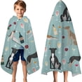 thumbnail image 3 of Dogs with Wine and Glasses Hooded Bath Towel，60"x35" for Ages 3 To 12 Kids, Quick Dry Lightweight Soft Microfiber Hood Beach Towel Cover Up for Kids, 3 of 7