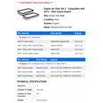 thumbnail image 2 of Engine Air Filter Set 2 - Compatible with 2019 - 2022 Toyota Avalon - Autopart Premium, 2 of 2