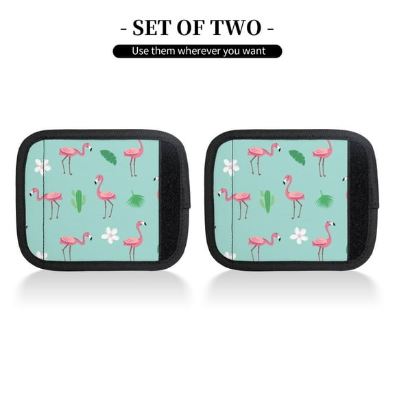 2 Pack Luggage Handle Wraps For Suitcase Comfort Soft Handle Covers Identifier Luggage Makers Covers Wraps Travel Accessories Flamingo Hope Pattern Trendy Flat Style