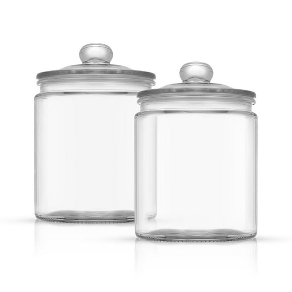 Ensemble de 2 Pots à Biscuits Ronds en Verre avec Couvercles Hermétiques JoyFul - 67 oz
