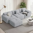 thumbnail image 4 of Hawsaiy 122" Modern L-Shaped Modular Sectional Sofa with Ottoman, 4-Seater Convertible Cloud Couch, Chenille Fabric, No Assembly Required, Gray, 4 of 13