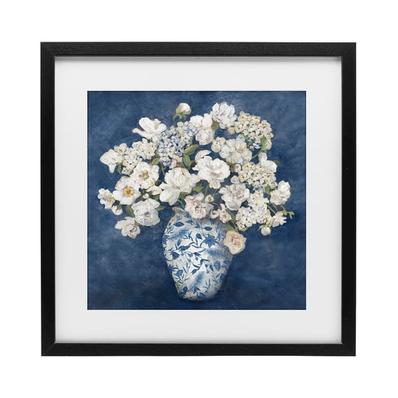 Stupell Industries Classic Blue Chinoiserie Vase Black Framed Print Under Glass, design by Charlene Olson