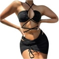 thumbnail image 2 of LYXSSBYX Swimsuits for Women Clearance Ladies Cross Sling High Waist Shorts Costume 3-Piece Swimsuit Split, 2 of 4