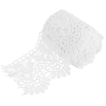 Uxcell 4 Inch Wide 5 Yard Lace Ribbon Floral Pattern White Milk Silk Lace Trim for Sewing Making, DIY Crafts