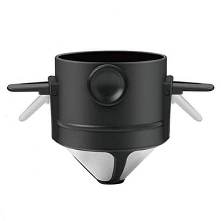 

Pour Over Coffee Dripper Double Layer Stainless Steel Coffee Filter Reusable Wide Base Cone Coffee Dripper Easy to Make Coffee Anywhere Fits Most Cups
