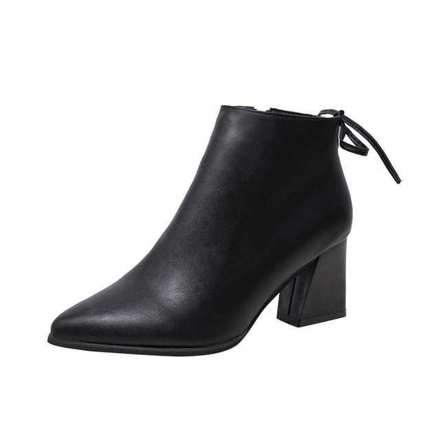 NECHOLOGY Botas Mujer Adulto Femenino Zapatos Botines de mujer Zapatos gruesos transpirables, botas de tacón con cremallera a la para mujer, botas Retro para mujer (Black, 9)