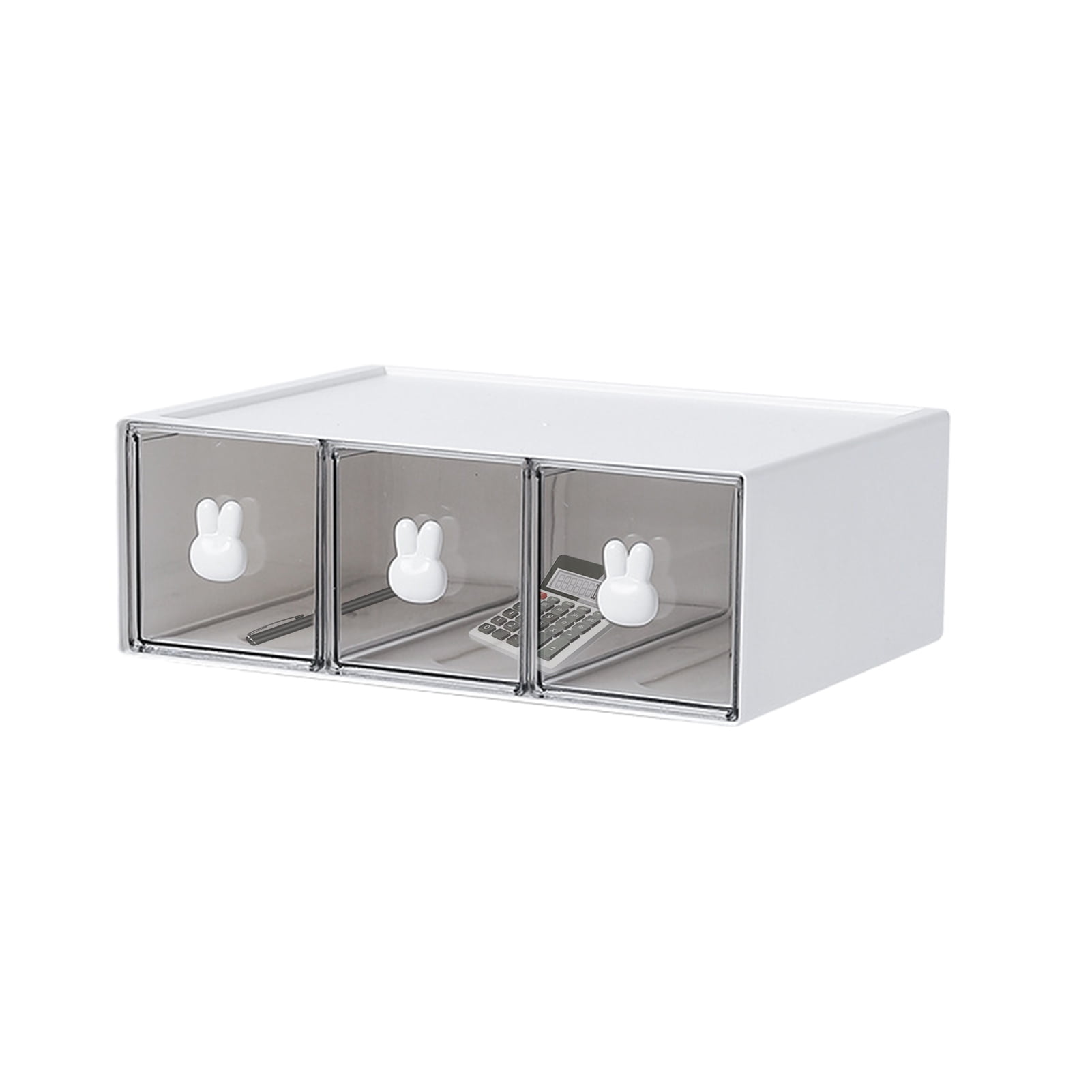 Stationary Organizer, Rabbit Handle Desk Storage Box, Stationery Box, Desktop Stationery Storage Box, Desk Organizer, Makeup Organizer Drawers