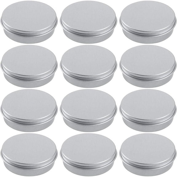 2 oz Aluminum Tin Jar Containers (12 Pack) - 60ml Refillable Screw Lid Round Tins for Cosmetic, Lip Balm, Cream, Salve & DIY Storage-dh
