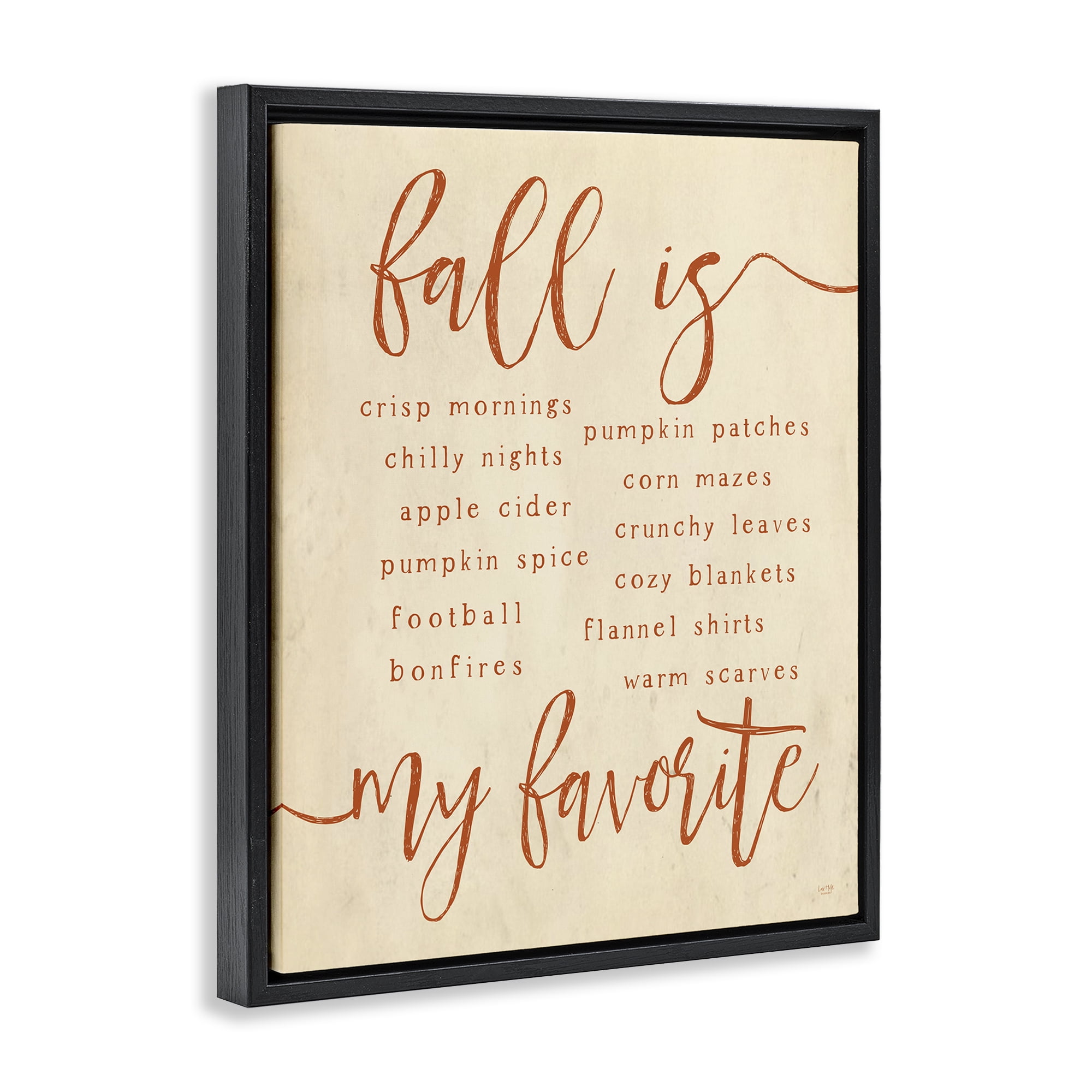Stupell Industries Favorite Fall Activities Text & Numbers Painting Black Floater Framed Canvas Art Print Wall Art, 17 x 21