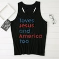 thumbnail image 4 of Spring Tops for Women Summer and America Too Letter Printed Round Neck Sleeveless Tank Top T Shirts for Women Black, 4 of 4