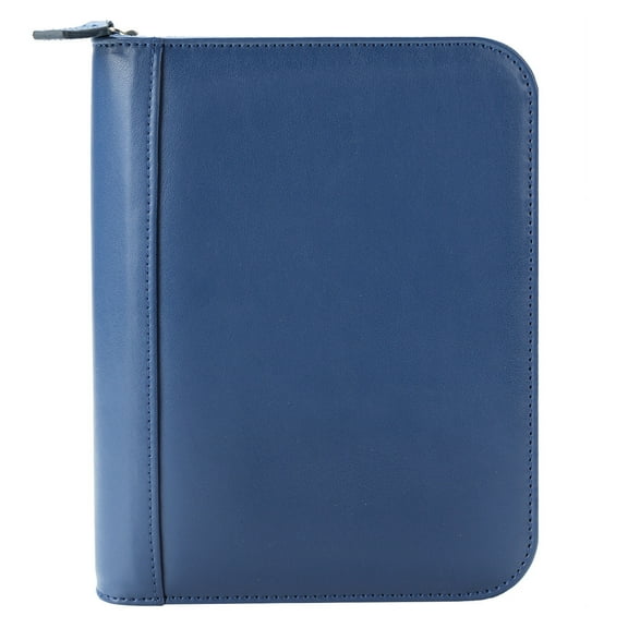 FranklinCovey FC Signature Leather Zipper Binder (Compact Size, Blue)