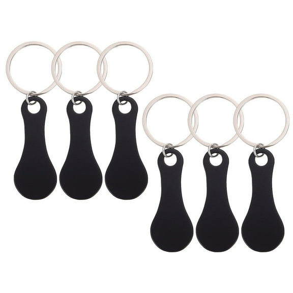 BESTOYARD 6Pcs Shopping Cart Keychain Quarter Trolley Tokens For Supermarket Carts Black