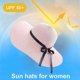 thumbnail image 4 of Sombrero de paja para playa, verano, excursión junto al mar, ala grande, protector solar, sombrilla, vacaciones, borde grande, sombrero para el sol, 4 of 5