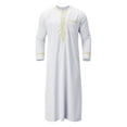 thumbnail image 2 of Nituyy Men's Kaftan Robe, Gold Embroidery Long Sleeve Round Neck Loose Long Robe Ethnic Style National Costume, 2 of 6