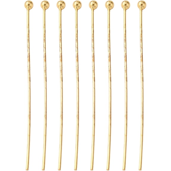 20 Pcs Brass Ball Head Pins Real 18K Gold Plated Metal End Headpins Jewelry Making Pin Long End Head Pin for DIY Craft Dangle Earring Bracelet Necklace Pendant Supplies 39x0.5mm Head: 2mm for DIY