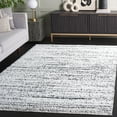 thumbnail image 2 of SAFAVIEH Rumi Barrett Striped Polyester Shag Area Rug, Charcoal/Ivory, 6'7" x 6'7" Square, 2 of 7