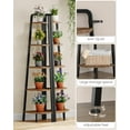 thumbnail image 5 of Corner Shelf, 5-Tier Ladder Corner Shelf, Ladder Bookshelf, 59.6" Tall Vertical Display Stand, Metal Frame Bookshelf, for Living Room, Bedroom, Kitchen, Rustic Brown and Black, 5 of 17