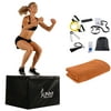 Sunny Health and Fitness No. 085 3 In 1 Weighted Foam Pro-PLYO Box 30", 24", 20" Bundle with Deco Gear Home Gym 7-Piece Fitness Kit + Workout Sport Towel