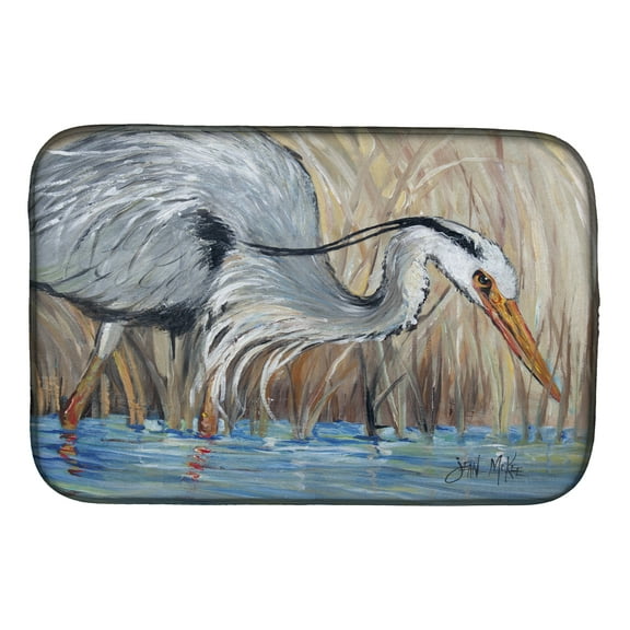 Caroline's Treasures Blue Heron in the reeds Dish Drying Mat