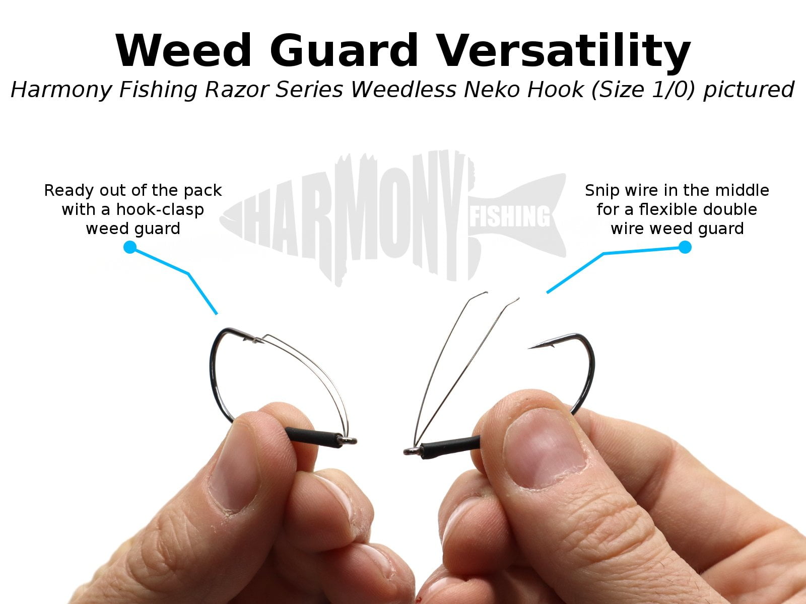 Harmony Fishing - Razor Series Weedless Neko Hooks Size 1/0 10 Pack