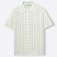 thumbnail image 4 of COSFO Button Up Shirt Men Short Sleeve Jacquard Knit Tops Collared Loose Fit Cut Out Mens Shirts, 4 of 6