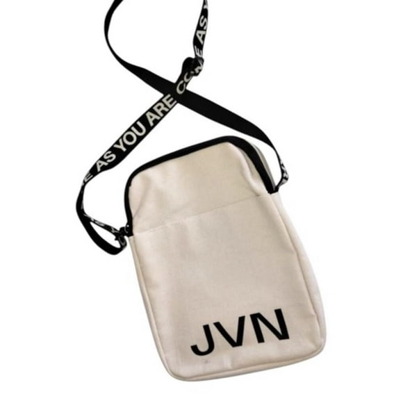 Bolso bandolera de lona de algodón reciclado de JVN, tamaño mediano, neutro