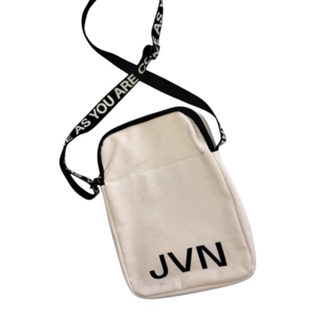 Bolso bandolera de lona de algodón reciclado de JVN, tamaño mediano, neutro