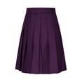 thumbnail image 5 of Womens Stretchy Pleated Midi Skirt Comfort High Waist Cheerleader School Uniform Skirt for Teen Girls, 5 of 6
