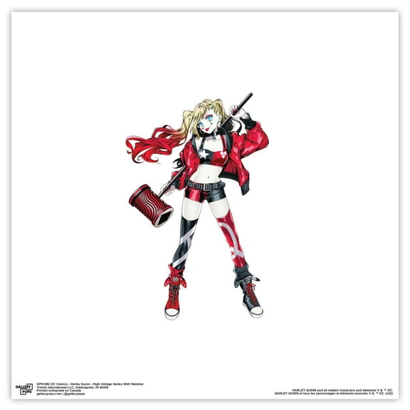 Gallery Pops DC Comics Harley Quinn - High Voltage Harley With Hammer Wall Art, Unframed Version, 12" x 12"