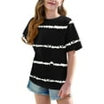 thumbnail image 4 of Frwgonr Girls Shirts Soft Striped Tees Kids Tshirts Clothes Summer Tops T-Shirt Black, Size 5-15 Years, 4 of 6