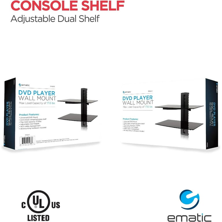 Ematic Adjustable 2 Shelf for DVD Player, Cable Box, with Ematic Adjustable 2 Shelf for DVD Player, Cable Box, with