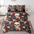 thumbnail image 1 of Erosebridal Gothic Skull Bedding Full Size, Romantic Rose Bedding Sets Full Size, Bohomian Style Decor, Reversible 7pcs, 1 of 5