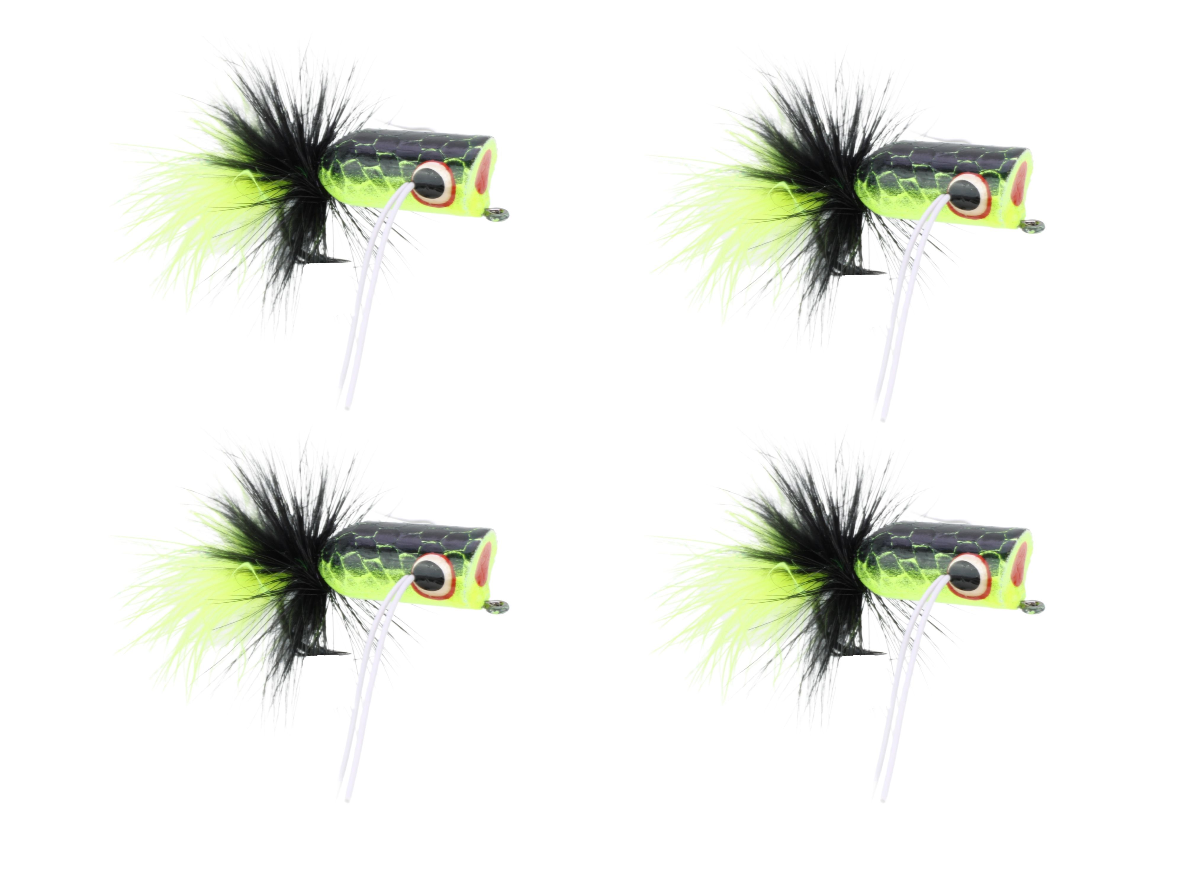 Wild Water Fly Fishing Chartreuse and Black Bass Popper, Size 2, Qty. 4 - image 2 of 2