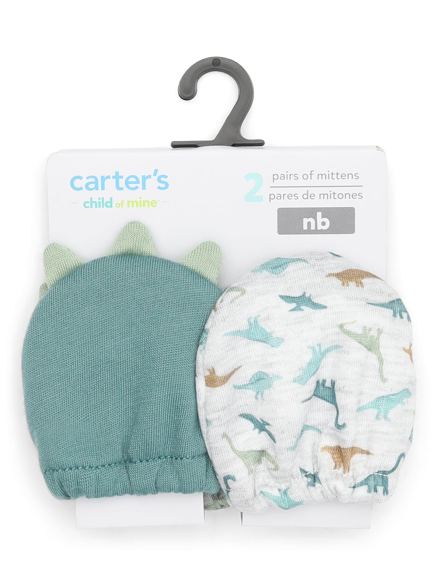 【期間限定】 Child Carter's of Pack 2 Mittens, Dino Boy Infant Mine, ベビー