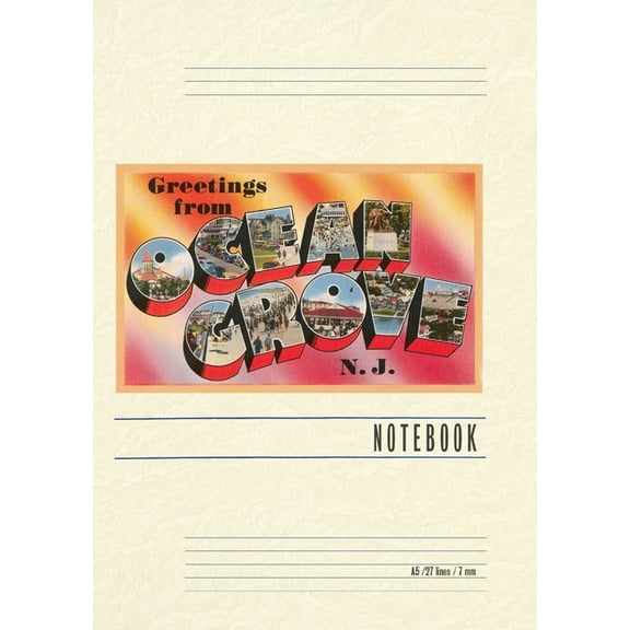 Vintage Lined Notebook Greetings from Ocean Grove, New Jersey, (Paperback)