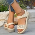 thumbnail image 6 of LOVZFMLL Women's Sandals Comfort Walking Hiking Wedges Sandals with Arch Support Open Toe Ankle Strap Casual Summer Sandals Beige 5.5, 6 of 8