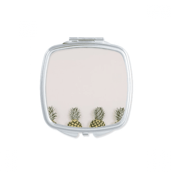 Fresh Pineapple Fruit White Wall Square Mirror Portable Compact Pocket Makeup Double Sided Glass