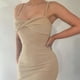 thumbnail image 3 of Women's Sexy Skinny Mini Dress Solid Color Spaghetti Straps Ribbed Knit Party Two-Piece Skirt L, 3 of 5