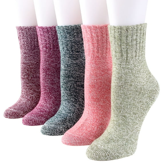 TELOLY 5 Pairs Thick Wool Blend Socks Boot Socks Size 8-11