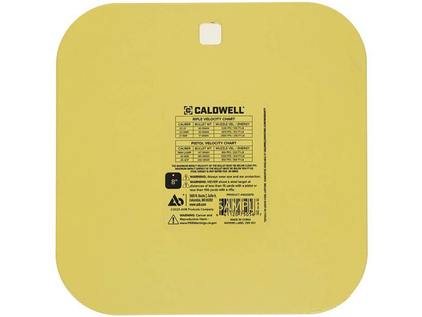 Caldwell Rimfire/Handgun Steel Target 8" Gong 1/4" AR500 Steel