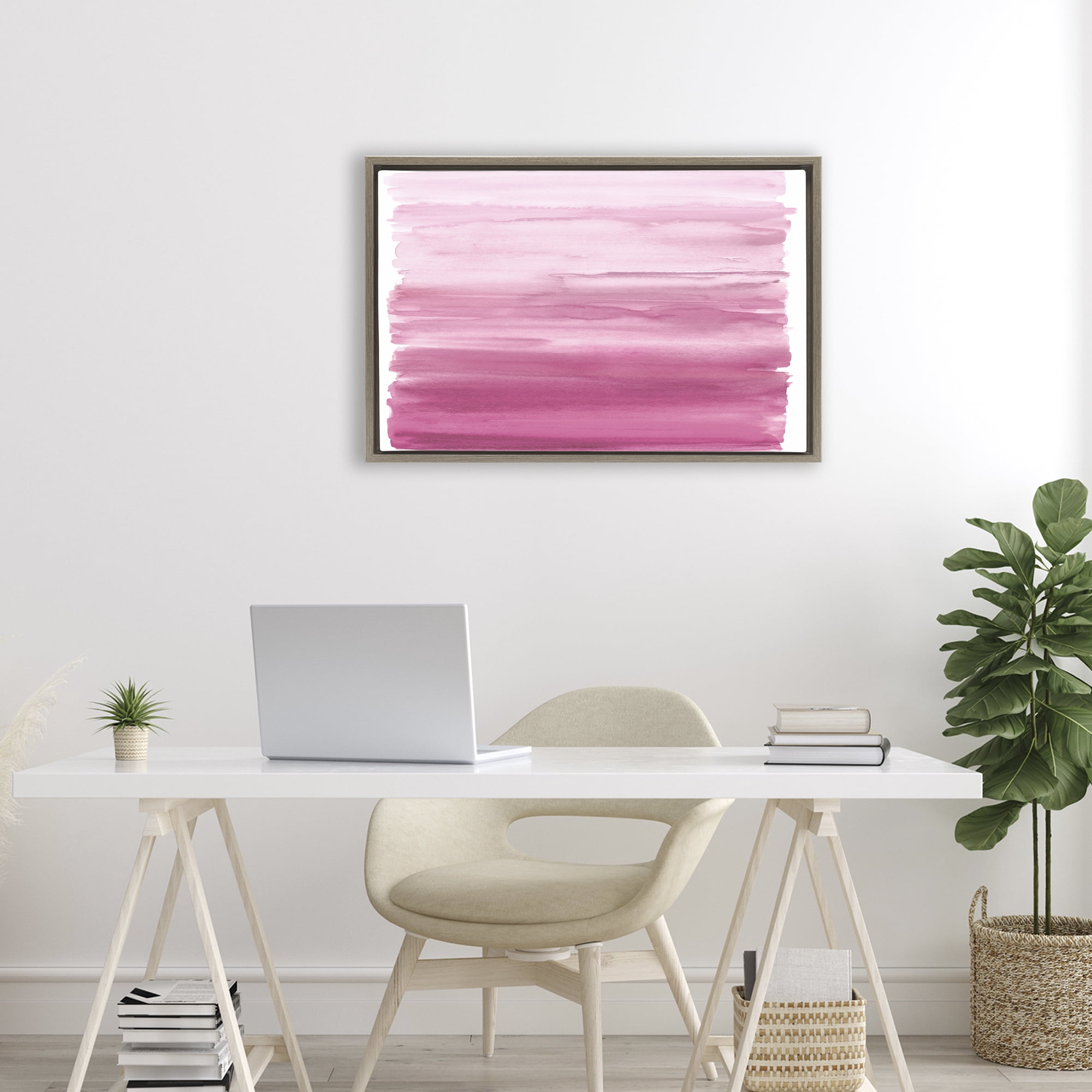 Stupell Industries Ombre Pink Blush Brown Framed Floater Canvas Wall Art, design by Allie Corbin