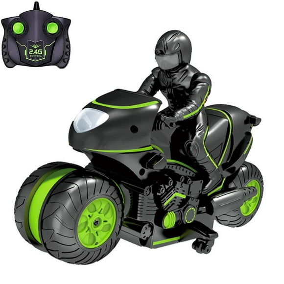 Maoww 2.4Ghz Remote Control Car Motorcycle for Kids High Speed and 360° Spinning Remote Control Motorcycle with Rechargeable Battery Kids Gift Black Green