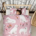 thumbnail image 3 of White Dogs and Flowers Duvet Cover and Pillowcase Set for Single Bedding, Bedroom Accessories for Kids Teens, 3 of 5