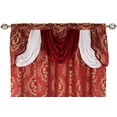 thumbnail image 3 of Luxury Jacquard Curtain Panel with Attached Waterfall Valance, 54 by 84-Inch LANA Burgundy (2-Panels), 3 of 8