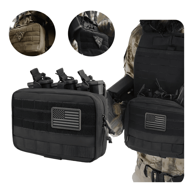 Bolsa Táctico Militar Con Porta Cargadores Apilables Triples Xtellar negro